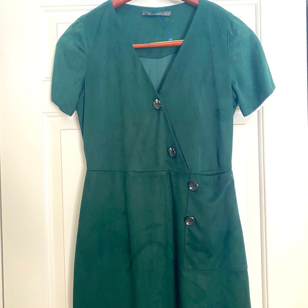 ZARA Green suede dress.